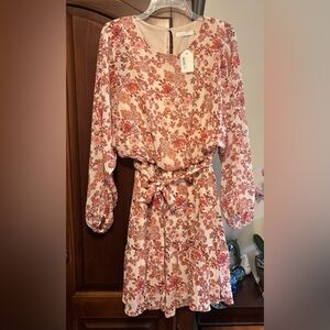 LUSH NWT long sheer sleeved floral mini SIZE LARGE